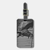 Étiquette À Bagage Cheval blanc noir - Art de la photographie animale (Devant Vertical)