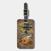 Étiquette À Bagage Cheval Boot Boots Wagon Wheels Sunflower Western (Devant Vertical)