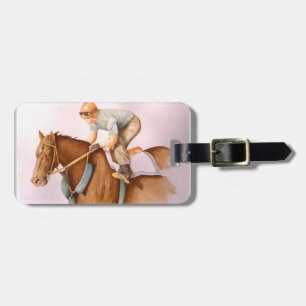 Étiquette À Bagage Cheval de course et Jockey
