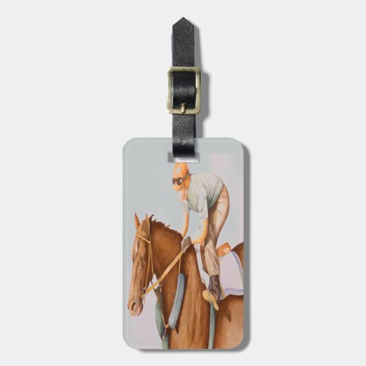 Étiquette À Bagage Cheval de course et Jockey (Devant Vertical)