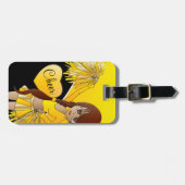 Étiquette À Bagage Cheval Diva Pom-pom girl jaune (Devant horizontal)