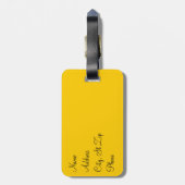 Étiquette À Bagage Cheval Diva Pom-pom girl jaune (Dos Vertical)