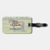 Étiquette À Bagage Cheval égyptien arabe de Dark Bay dans les pâturag (Dos horizontal)