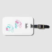 Étiquette À Bagage Cheval Girl en rose et turquoise (Devant Horizontal)