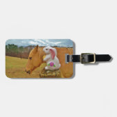 Étiquette À Bagage Cheval Jaune, Lapin De Printemps (Devant horizontal)