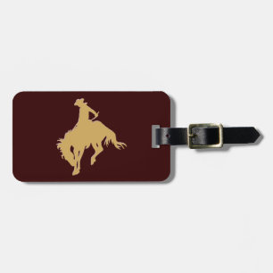 Étiquette À Bagage Cheval s'opposant de cowboy d'or