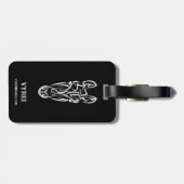 Étiquette À Bagage Cheval tribal noir et blanc (Dos horizontal)