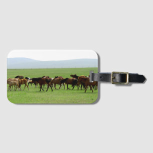 Étiquette À Bagage Chevaux sur le pâturage - Photographie du paysage