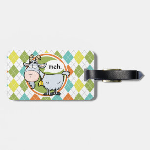 Étiquette À Bagage Chèvre amusante; Motif de Jacquard coloré