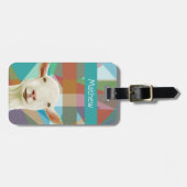 Étiquette À Bagage Chèvre blanche colorée Arrière - plan géométrique (Devant horizontal)