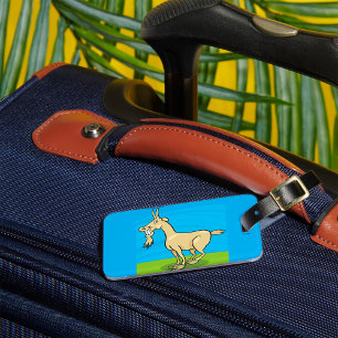 Étiquette À Bagage Chèvre souriante dessin animé ferme animal