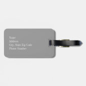 Étiquette À Bagage Chevron gris avec le monogramme rose de coeur (Dos horizontal)