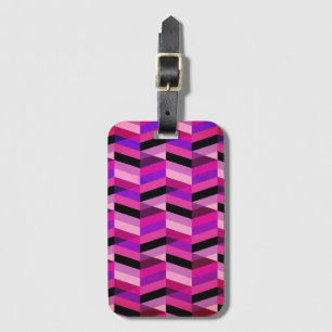 Étiquette À Bagage Chevron/Herringbone Abstrait Violets & Violet