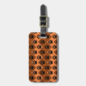 Étiquette À Bagage Chevron Orange Brown Avec Motif Paw Chien (Devant Vertical)