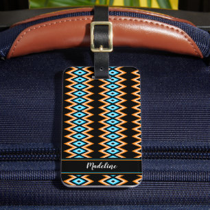 Étiquette À Bagage Chevron Radical Vibrant Summer & Custom Name