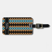 Étiquette À Bagage Chevron Radical Vibrant Summer & Custom Name (Devant horizontal)