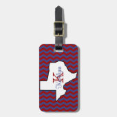 Étiquette À Bagage Chevron rouge et bleu Texas Monogramme Balise de b (Devant Vertical)