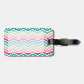 Étiquette À Bagage Chevron Turquoise Rose (Dos horizontal)