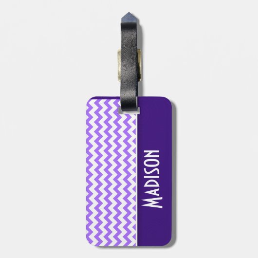 Étiquette À Bagage Chevron violet moderne (Dos Vertical)