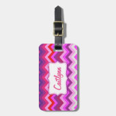 Étiquette À Bagage Chevron zig zag filles brillantes nommé étiquette  (Devant Vertical)