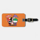 Étiquette À Bagage Chibi Harley Quinn & Chibi Joker Coeurs (Devant horizontal)