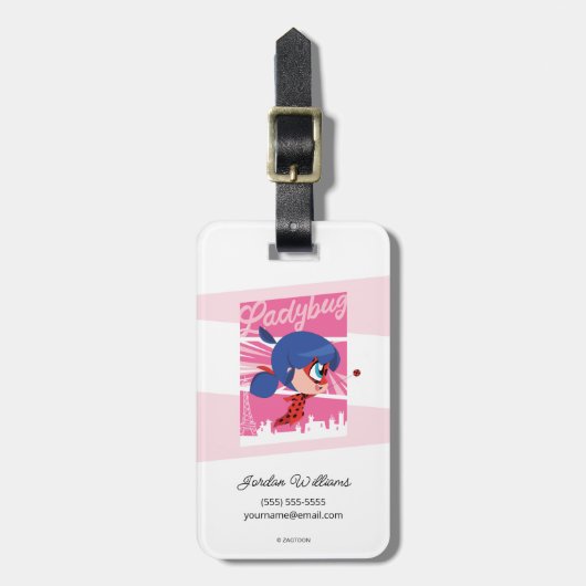 Étiquette À Bagage Chibi Ladybug à Paris (Devant Vertical)