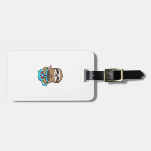 Étiquette À Bagage Chibi Paresseux Amoureux de Café � Mignon Kawaii P