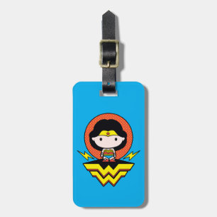Étiquette À Bagage Chibi Wonder Woman avec Pois et logo