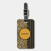 Étiquette À Bagage Chic Animal Skin Leopard Pattern Name Double-sided (Devant Vertical)