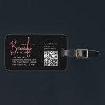 Étiquette À Bagage Chic Black Rose Beauty Professional QR Code<br><div class="desc">Balise de bagage Chic Black Pink Beauty Professional QR Code</div>