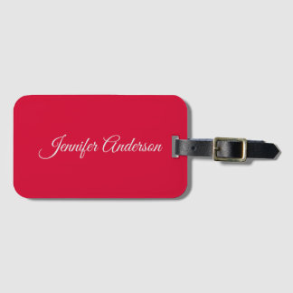 Étiquette À Bagage Chic Calligraphie Élégant Cerisier Rouge Personnal
