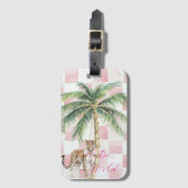 Étiquette À Bagage Chic Carré Gold Palm Tree Leopard (Devant Vertical)