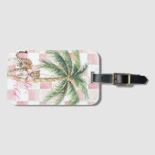Étiquette À Bagage Chic Carré Gold Palm Tree Leopard (Devant Horizontal)