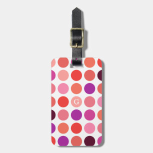 Étiquette À Bagage Chic coloré motif pois monogramme