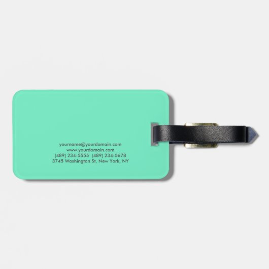 Étiquette À Bagage Chic Elegant Plain Style Bleu Moderne (Dos horizontal)