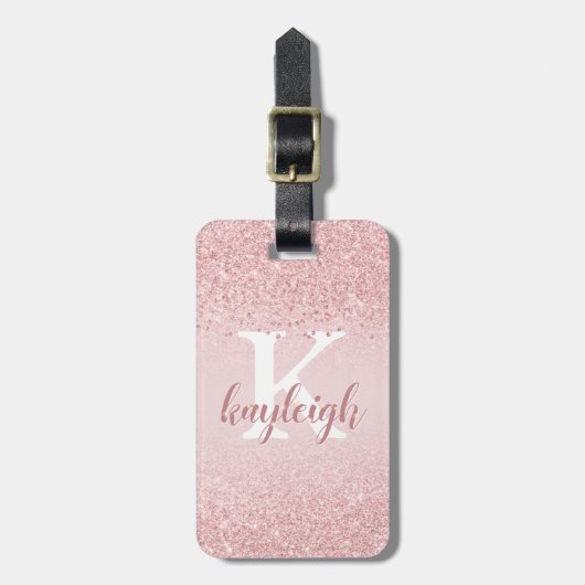Étiquette À Bagage Chic Girly Parties scintillant Rose Gold Sparkle N (Devant Vertical)