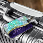 Étiquette À Bagage Chic irisé violet bleu faux parties scintillant mo<br><div class="desc">Joli chic et élégant argent girly et irisé fausse parties scintillant dans unicorne, arc-en-ciel, turquoise, aqua, couleur bleu violet design pour la tendance-savvy et amoureux de l'art branché. Ce design élégant et sophistiqué conviendra aux filles qui aiment les designs brillants et classe. Montrez votre style personnel, regardez à la mode,...</div>