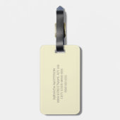 Étiquette À Bagage Chic Jaune Art Déco Scallops Grey Monogramme Nom (Dos Vertical)