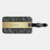 Étiquette À Bagage Chic Leopard Motif noir bronze Monogramme (Dos horizontal)