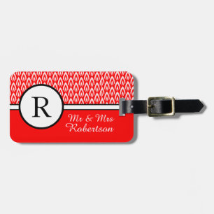 Étiquette À Bagage CHIC LUGGAGE/TAG_MODERN "M & Mme" RED/WHITE