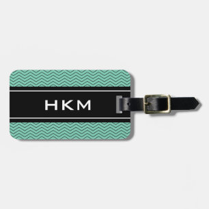 Étiquette À Bagage Chic menthe 3 lettre monogramme de voyage étiquett