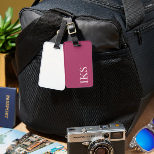 Étiquette À Bagage Chic Minimaliste Tendance Monogrammé Rose