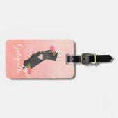 Étiquette À Bagage Chic Monogram California State & Moveable Heart (Devant horizontal)