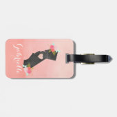 Étiquette À Bagage Chic Monogram California State & Moveable Heart (Dos horizontal)