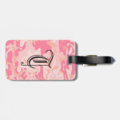 Étiquette À Bagage Chic Monogram Camouflauge Rose Bagages (Dos horizontal)