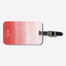 Chic monogramme aquarelle corail dépoli rouge Ombr