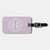 Étiquette À Bagage Chic Monogramme Lumière Purple Houndstooth Avec No (Devant horizontal)