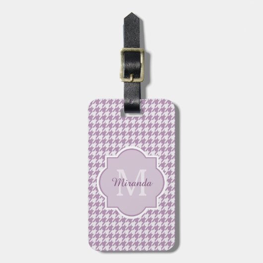 Étiquette À Bagage Chic Monogramme Lumière Purple Houndstooth Avec No (Devant Vertical)