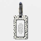 Étiquette À Bagage Chic noir blanc cheetah imprimer motif monogramme (Dos Vertical)