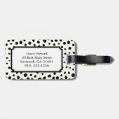 Étiquette À Bagage Chic noir blanc cheetah imprimer motif monogramme (Dos horizontal)